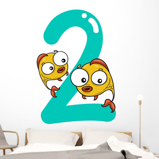 Number Two and 2 Fish Wall Decal