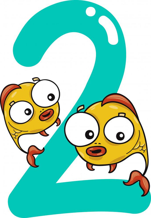 Number Two and 2 Fish Wall Decal