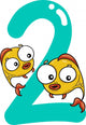 Number Two and 2 Fish Wall Decal