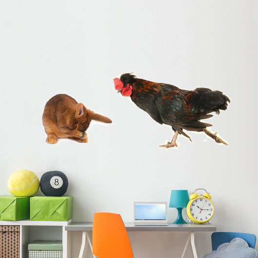 Rabbit and Cock Wall Mural