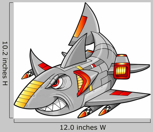 Metal Armed Robot Cyborg Shark Vector Illustration Wall Decal