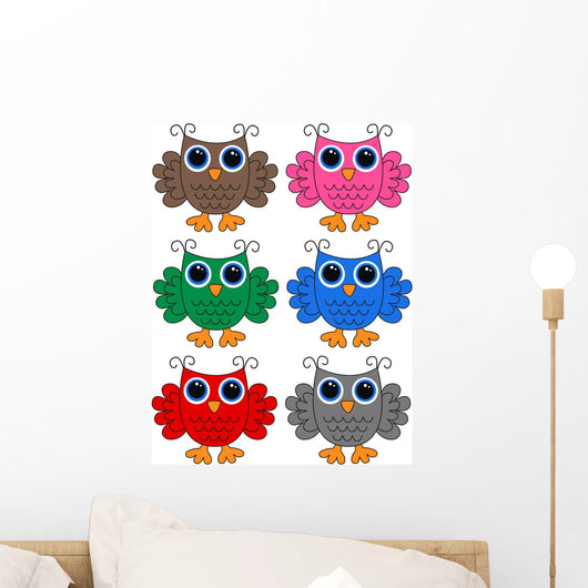 Owls Colorful Wall Mural