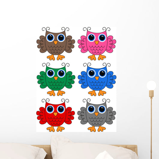 Owls Colorful Wall Mural