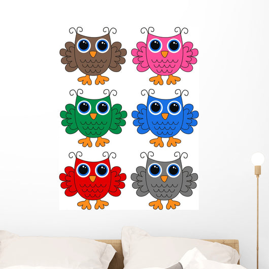 Owls Colorful Wall Mural