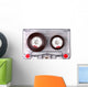 Audio Cassette with Color Label Isolated on White Wall Decal