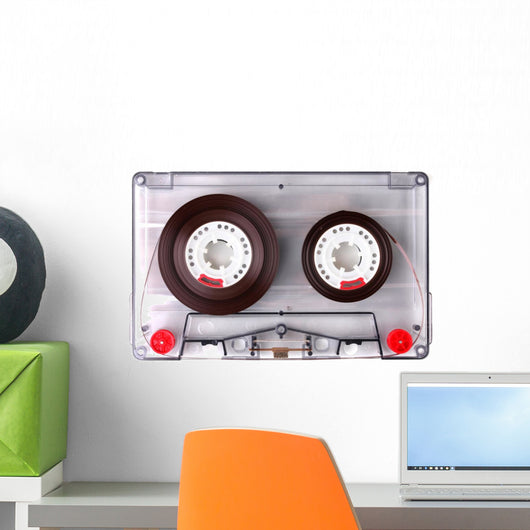 Audio Cassette with Color Label Isolated on White Wall Decal