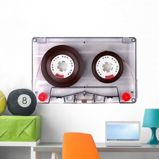 Audio Cassette with Color Label Isolated on White Wall Decal