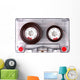 Audio Cassette with Color Label Isolated on White Wall Decal