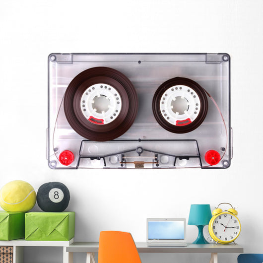 Audio Cassette with Color Label Isolated on White Wall Decal