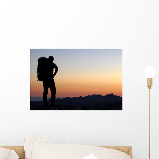 Mountaineer silhouette Wall Mural