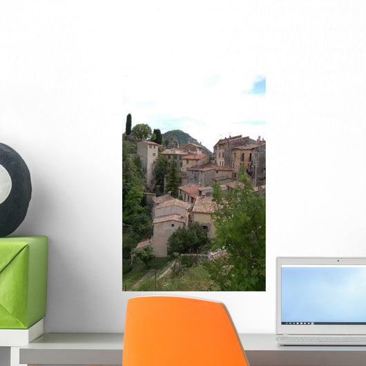 Medieval Hillside Town Wall Decal