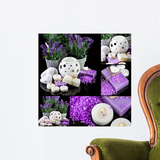 Collage of Spa Scene on Black Wall Mural