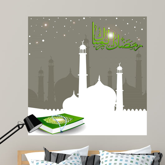 A Beautiful Abstract Background with quran sharif & Tasbih. Wall Mural