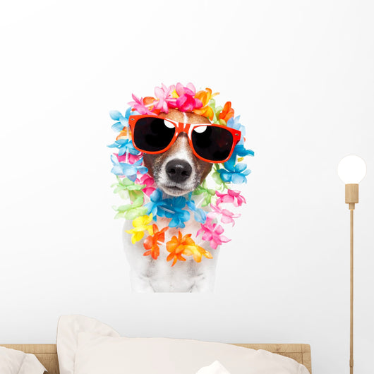 Dog with Hawaiian Lei