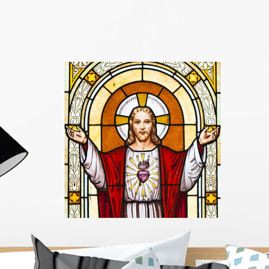 Jesus window painting in cemetery Wall Mural