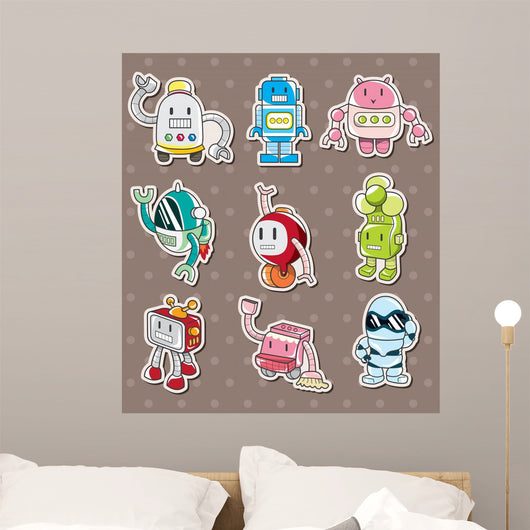 Cartoon Robot Sticers Wall Mural