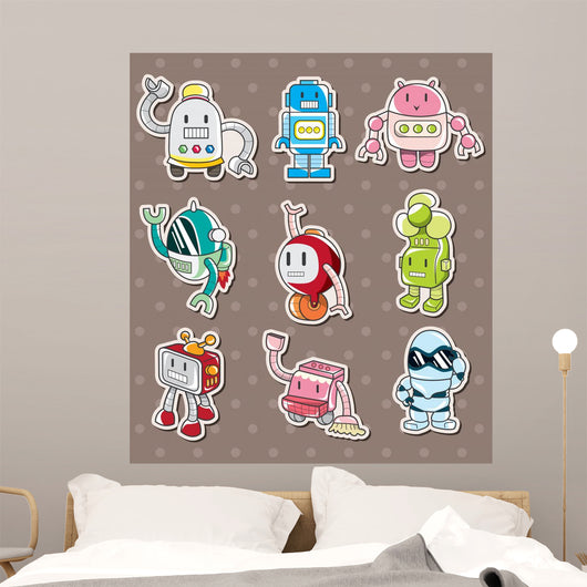 Cartoon Robot Sticers Wall Mural