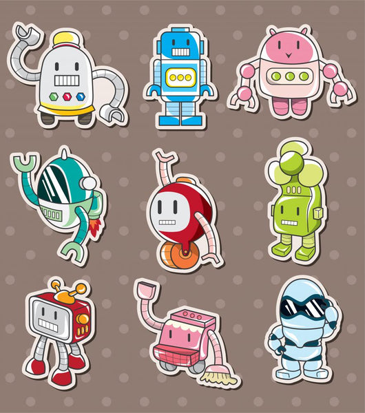 Cartoon Robot Sticers Wall Mural