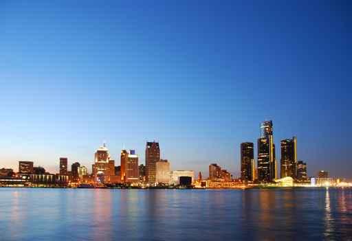 City Skyline Night Detroit Wall Decal