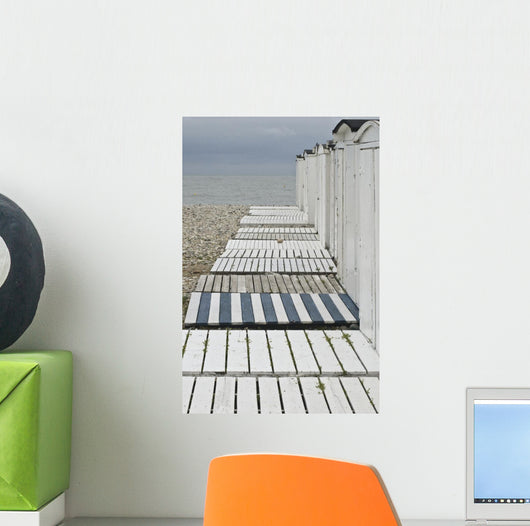 Beach huts to the harbor Wall Mural