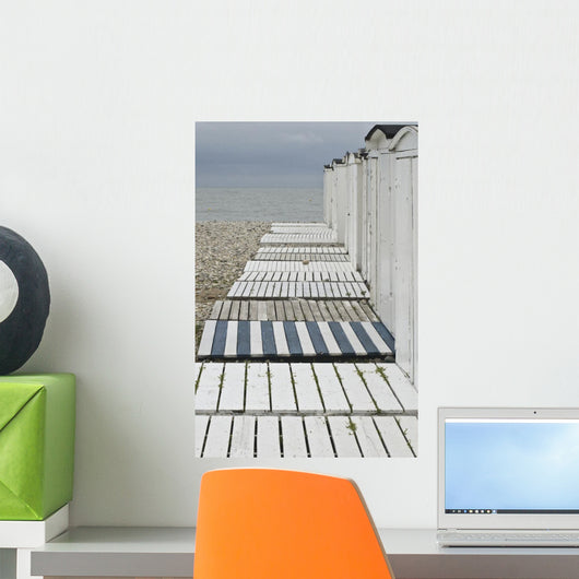 Beach huts to the harbor Wall Mural
