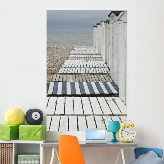 Beach huts to the harbor Wall Mural