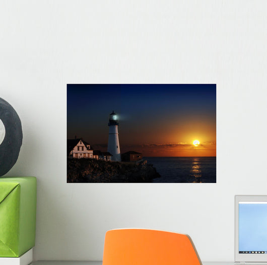 Lighthouse at dawn Wall Mural