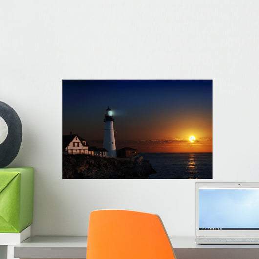 Lighthouse at dawn Wall Mural