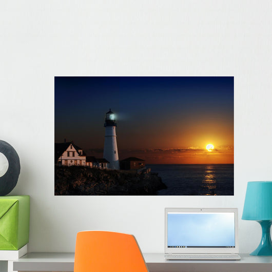 Lighthouse at dawn Wall Mural