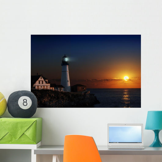 Lighthouse at dawn Wall Mural