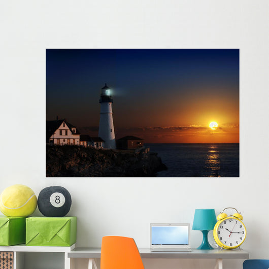 Lighthouse at dawn Wall Mural