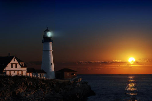 Lighthouse at dawn Wall Mural