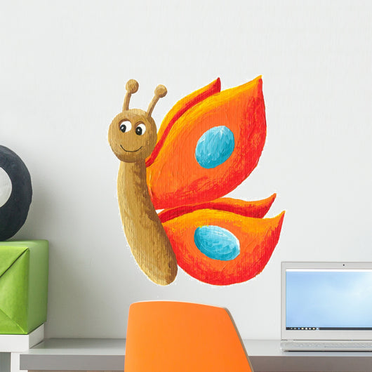 Cute Orange Butterfly Wall Decal