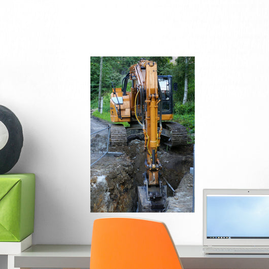 Road Construction Tractor Excavator Wall Decal