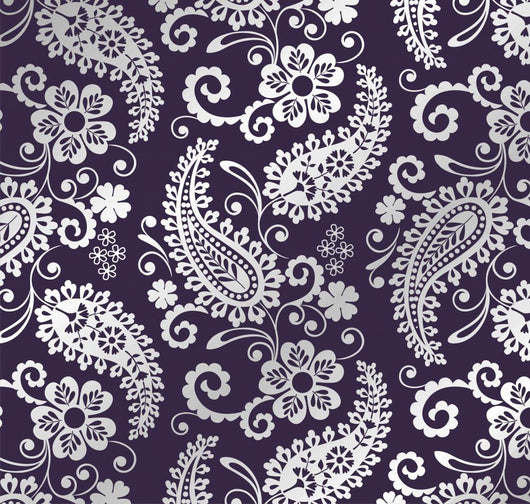 Traditional Purple Paisley Floral Pattern Wall Decal