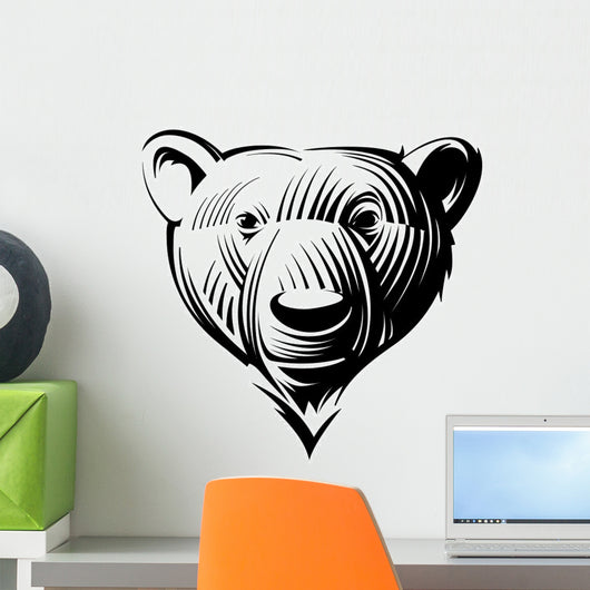 Head Bear Engraving Style Wall Decal