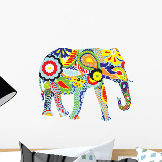 Silhouette Elephant with Indian Wall Decal