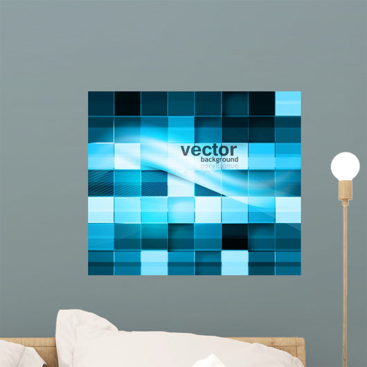 Abstract Colorful Structure Blue Wall Decal