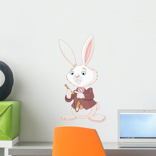 White Rabbit with Pocket Wall Decal