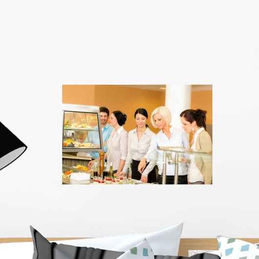 Cafeteria Food Young Woman Wall Decal