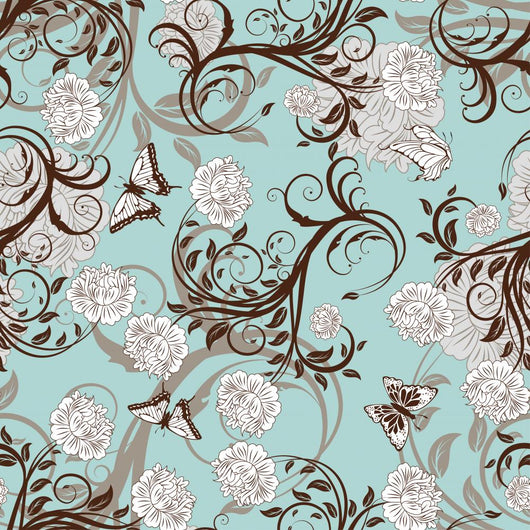 Seamless Floral and Butterfly Pattern 2 Wall Decal