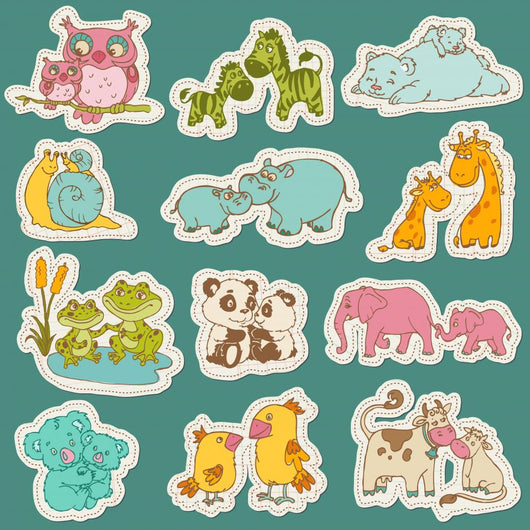 Baby and Mommy Animal Wall Decal