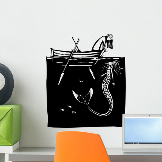 Girl and Mermaid Wall Decal