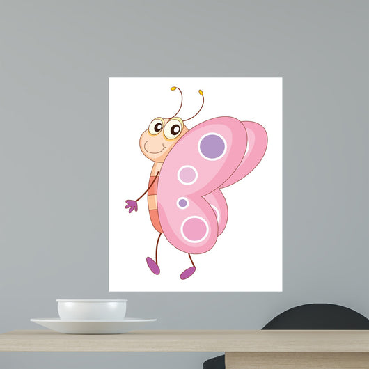 Cartoon Butterfly Looking Over Shoulder Wall Decal