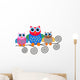 Colorful Family of Cartoon Owls Wall Decal