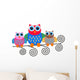 Colorful Family of Cartoon Owls Wall Decal