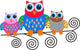 Colorful Family of Cartoon Owls Wall Decal
