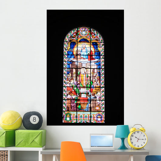 Tall Stained Glass Window French Church Wall Decal