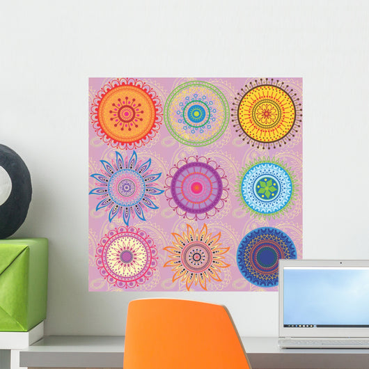 Set 9-colored Mandalas Wall Decal