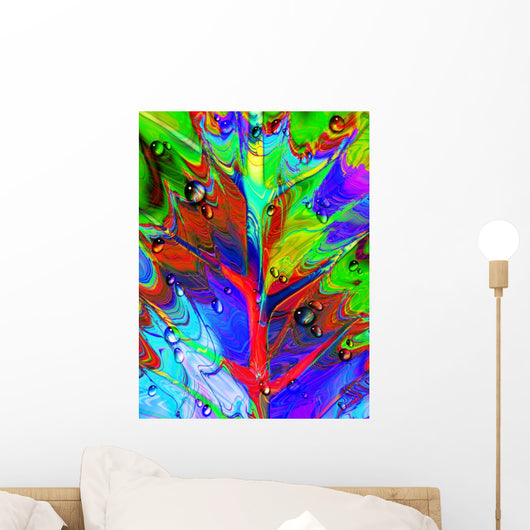 Abstract Psychedelic Leaf-and-drops Psychedelic Wall Decal